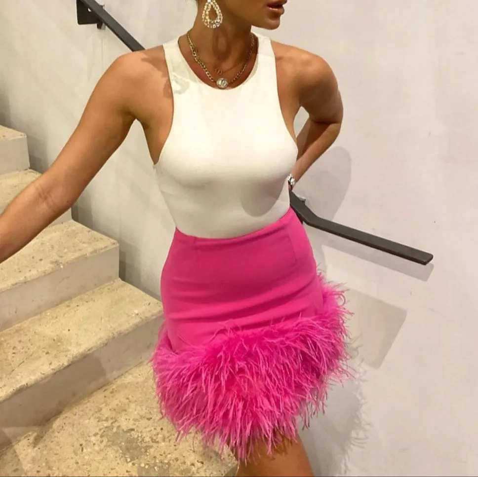 Fashion Feather Wrapped Hip Skirt