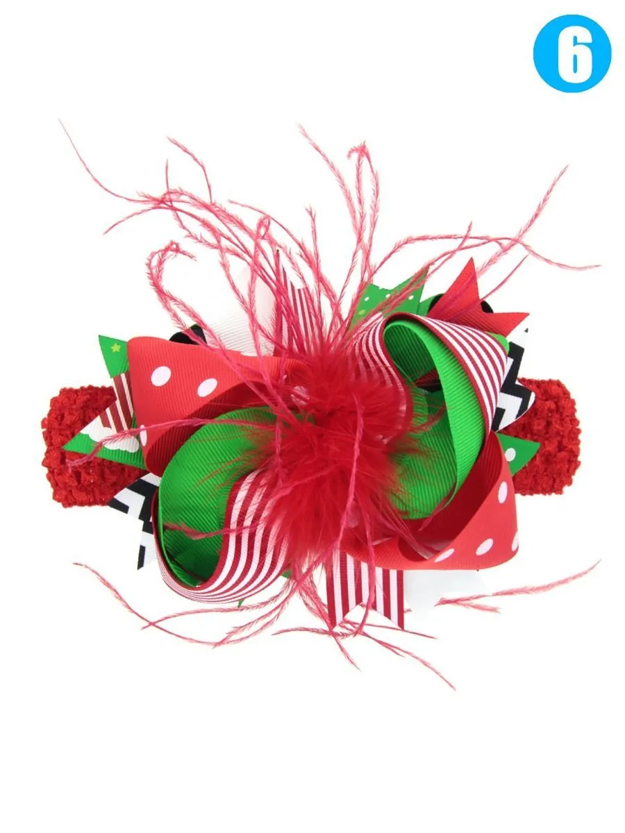 Feather Trimmed Colorful Hair Clip Christmas Party Hair Ornaments