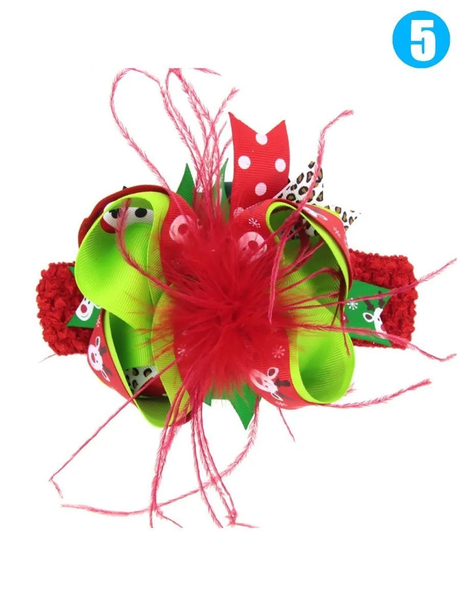 Feather Trimmed Colorful Hair Clip Christmas Party Hair Ornaments