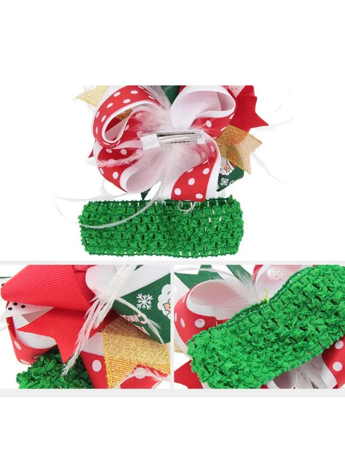 Feather Trimmed Colorful Hair Clip Christmas Party Hair Ornaments