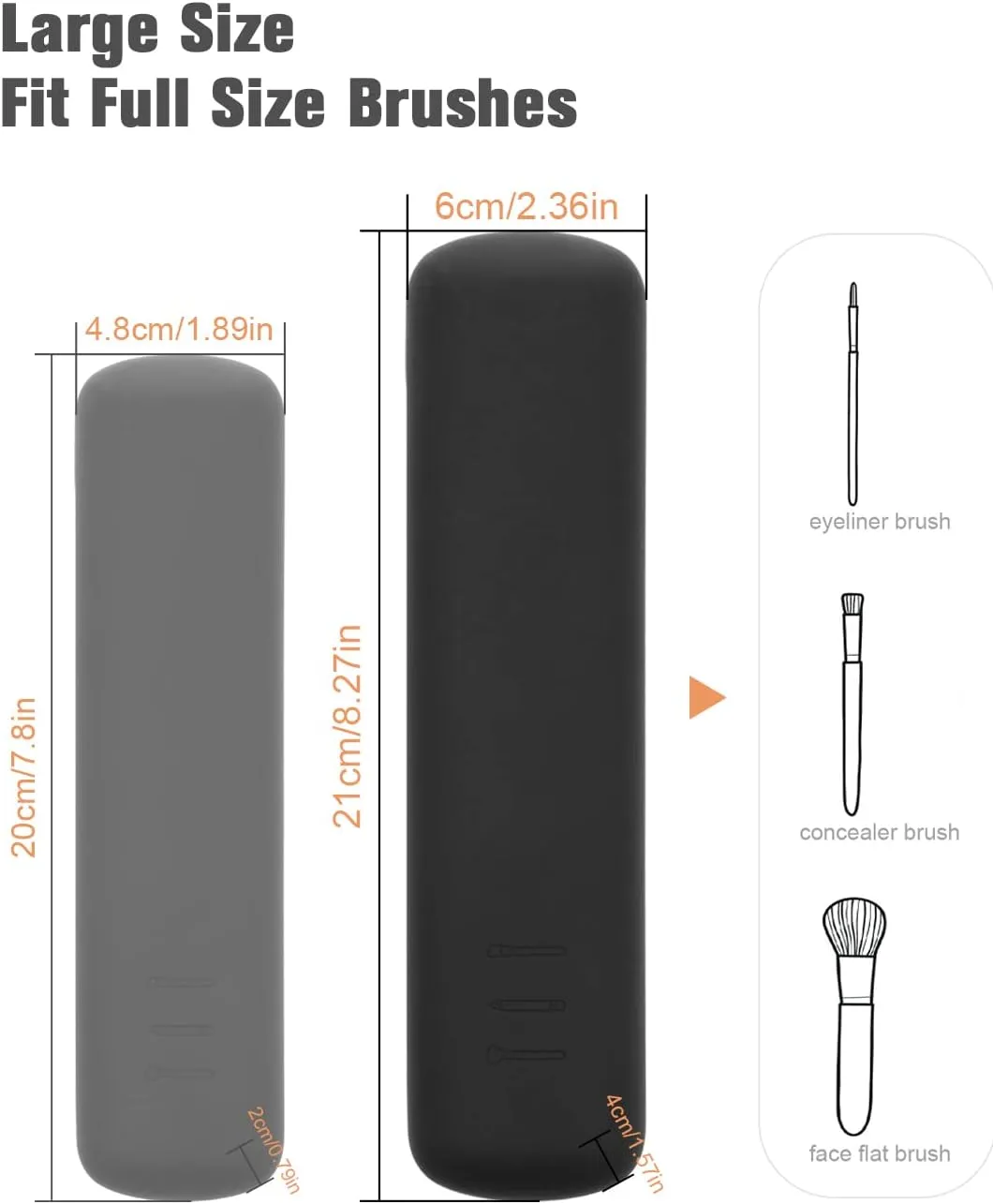 FERYES Large Travel Makeup Brush Holder, Magnetic Anti-fall Out Silicon Portable Cosmetic Face Brushes Holder, Soft and Sleek Makeup Tools Organizer for Travel- (8.27 * 2.36 * 1.57)