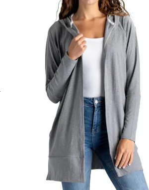 FITKICKS Everywear Lightweight Cardigan Relaxed Hooded Tunic Sweater with Deep Side Pockets Cardigan for Women, Girls