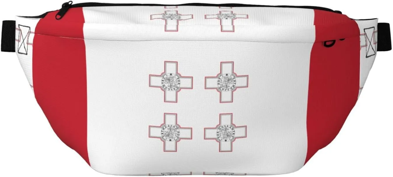 Flag Of Malta Stylish Crossbody Waist Pack - Versatile And Compact Travel Pouch For Hands-Free Storage