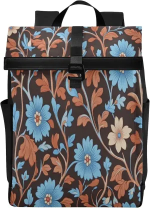 Flowers Branches Leaves Black Travel Laptop Backpack Fits 15.6 Inch Computer Slim Sturdy Lightweight Luggage Bag Water Resistant Daypack for Travel Airplane Business Hiking Weekender Work College