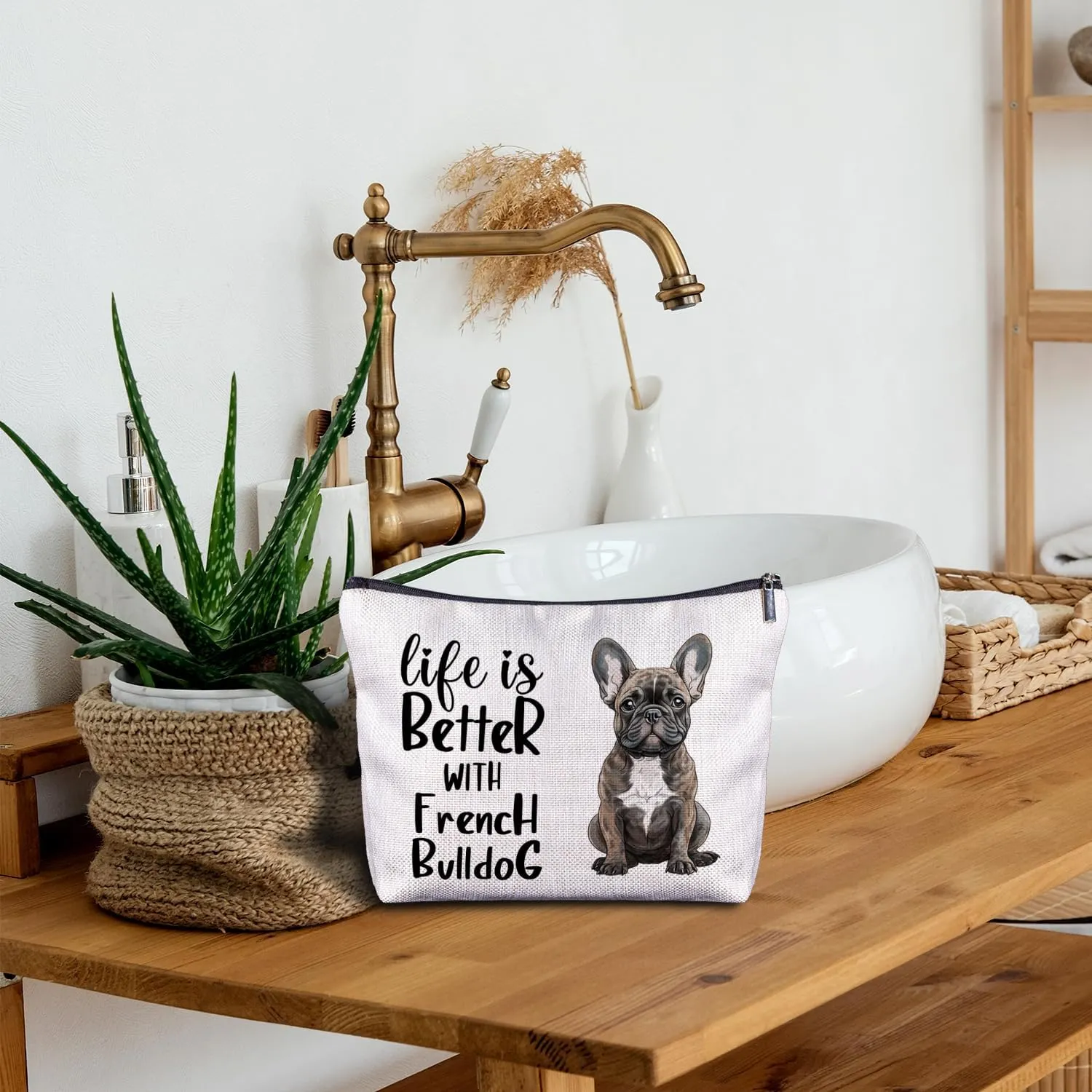 French Bulldog Makeup Bag - Cosmetic Bags, Zippered Bag for Women, Frenchie Gifts