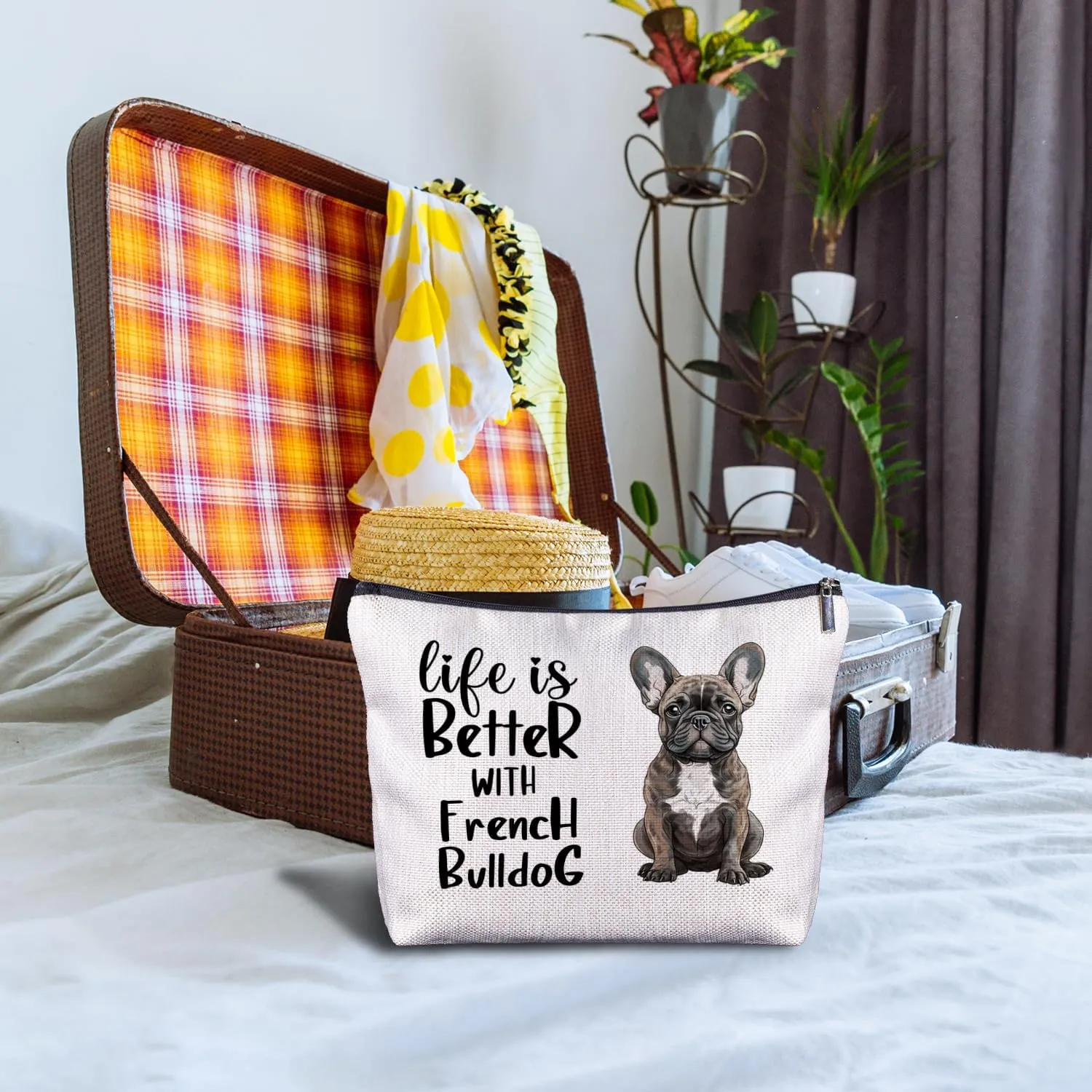 French Bulldog Makeup Bag - Cosmetic Bags, Zippered Bag for Women, Frenchie Gifts