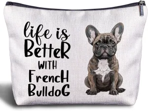 French Bulldog Makeup Bag - Cosmetic Bags, Zippered Bag for Women, Frenchie Gifts