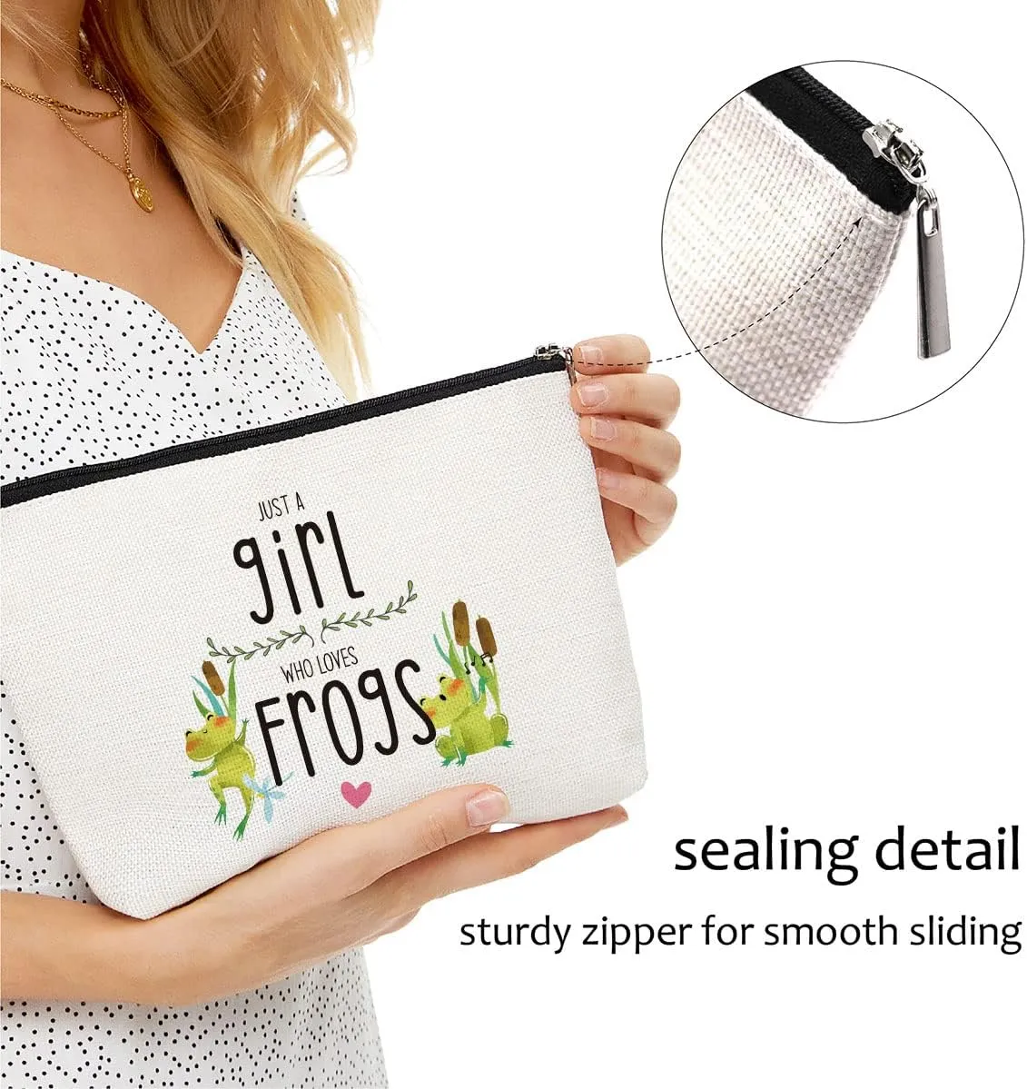 Frog Makeup Bag - Gifts for Frog Lovers, Women & Girls - Funny Animal Lover Birthday & Christmas Gifts for Daughter, Sister, Bestie, Niece, Cousin