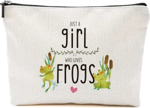 Frog Makeup Bag - Gifts for Frog Lovers, Women & Girls - Funny Animal Lover Birthday & Christmas Gifts for Daughter, Sister, Bestie, Niece, Cousin