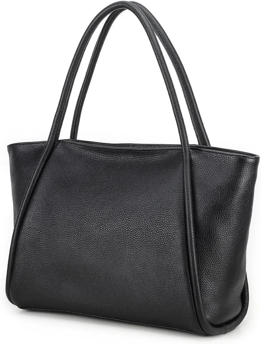 Full Grain Leather Tote Bag for Women Large Hobo Bags Black Shoulder Handbag for Work Fit 15.6 Laptop Bag Satchel