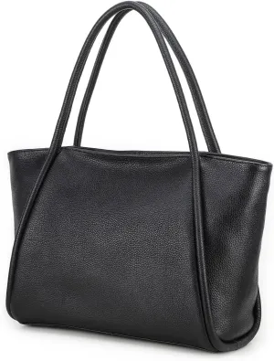 Full Grain Leather Tote Bag for Women Large Hobo Bags Black Shoulder Handbag for Work Fit 15.6 Laptop Bag Satchel