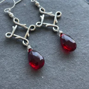 Garnet Red Celtic Dangles
