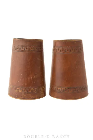 Gauntlets, Western, Leather, Hand Tooled, Vintage, 3341