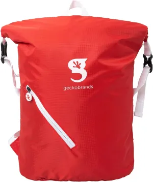 geckobrands Hybrid Lightweight Backpack - Gym, Hiking, and Travel Bag with Front Zipper Pocket, Durable and Versatile (Red/White)