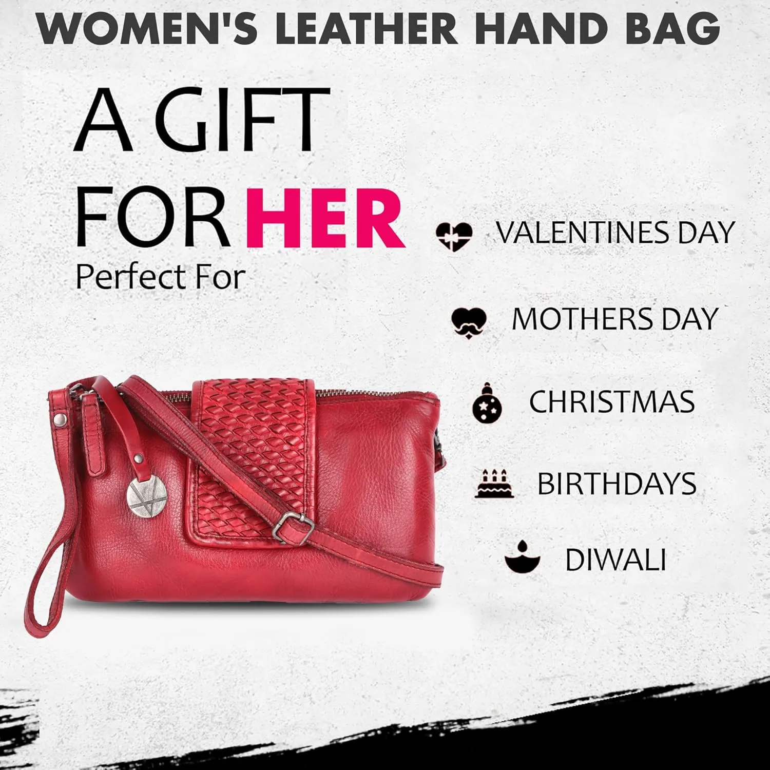Genuine Leather Crossbody Sling Bag for Women - Trendy Casual Office Bag with Adjustable Strap