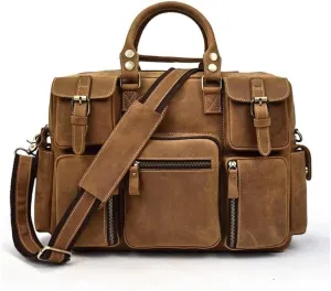 Genuine Leather Duffle Bags for Men, Travel Bags for Men Handbags Briefcases Mens Shoulder Bags (Color : Brown)
