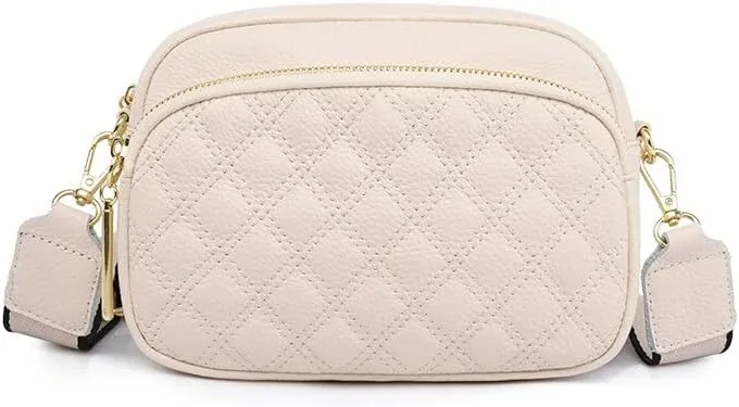Genuine Leather Handbags Cowhide Women's Handbags Vintage Women's Shoulder Messenger Bag (Beige 21cm 8cm 15cm)