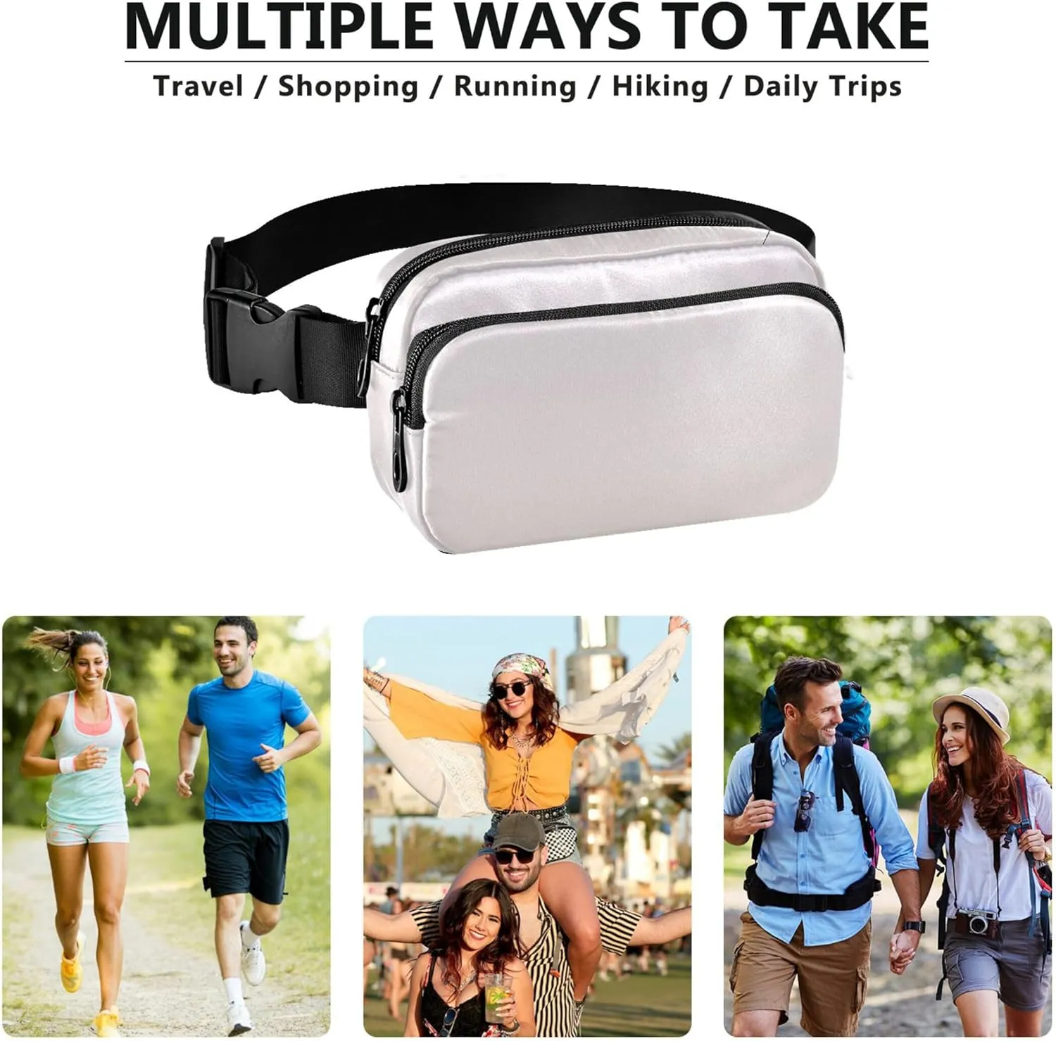 Gradient Light Ombre Fanny Packs for Women Bright Color Belt Bags Hip Pack Waterproof Crossbody Waist Purse