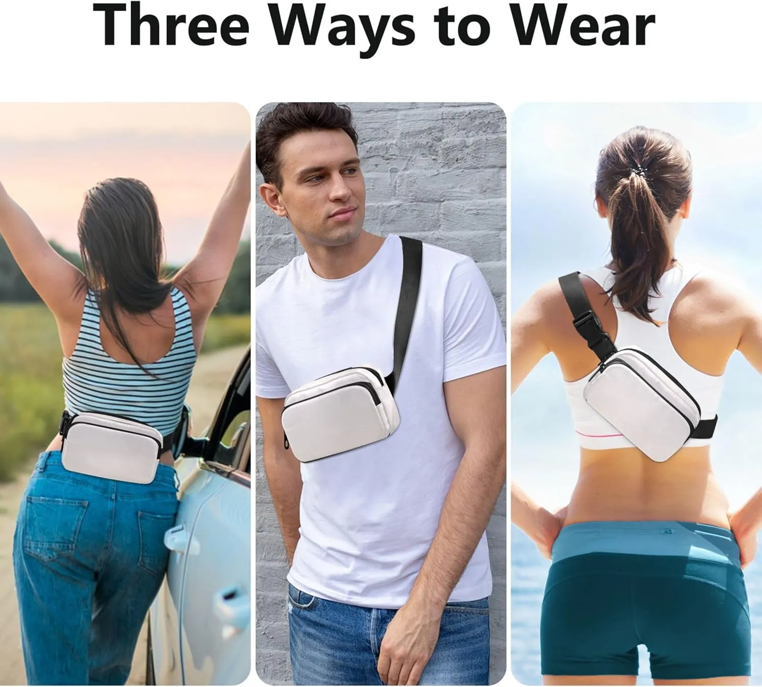 Gradient Light Ombre Fanny Packs for Women Bright Color Belt Bags Hip Pack Waterproof Crossbody Waist Purse