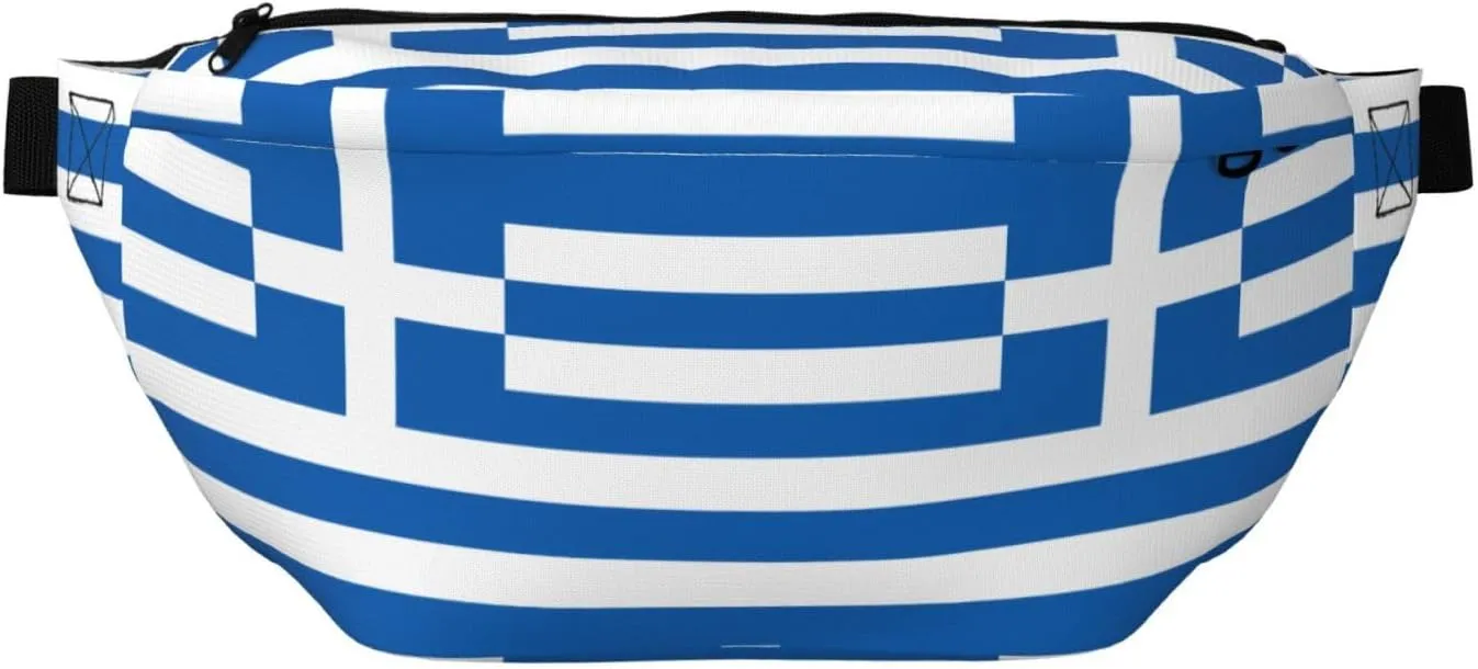 Greek Flag Stylish Crossbody Waist Pack - Versatile And Compact Travel Pouch For Hands-Free Storage, Black, PBYB-12185A