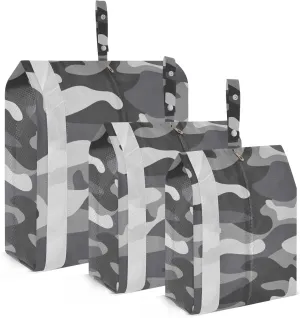 Grey Camouflage Packing Cubes Set of 3, Lightweight Travel Luggage Organizers Foldable Bags for Easy Packing and Organization