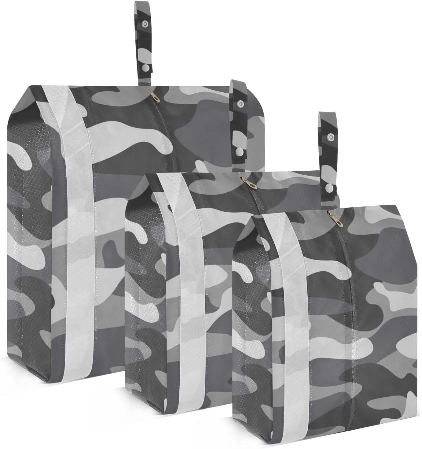 Grey Camouflage Packing Cubes Set of 3, Lightweight Travel Luggage Organizers Foldable Bags for Easy Packing and Organization