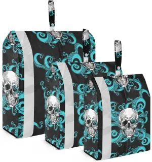 Halloweenskull Packing Cubes Set of 3, Lightweight Travel Luggage Organizers Foldable Bags for Easy Packing and Organization