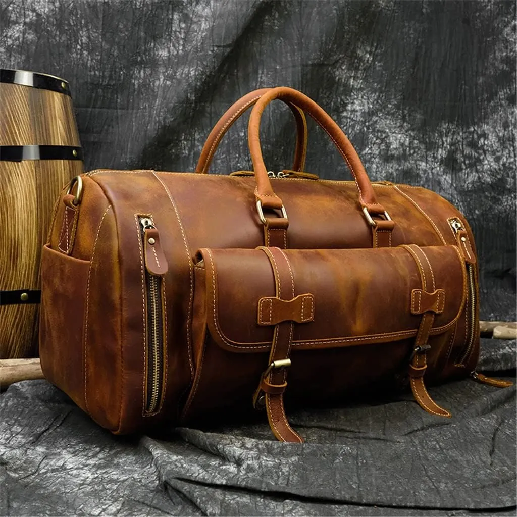 Handbags for Men Leather Travel Duffles Travelling Shoulder Laptop Bags Real Cow Skin Hand Luggage Bags