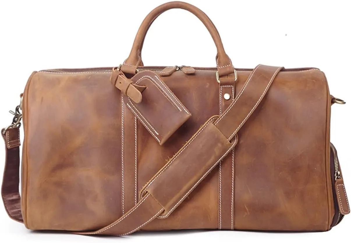Handbags Mens Shoulder Bags Travel Bags for Mens, Genuine Leather Duffle Bags for Men, Briefcases (Color : Brown)