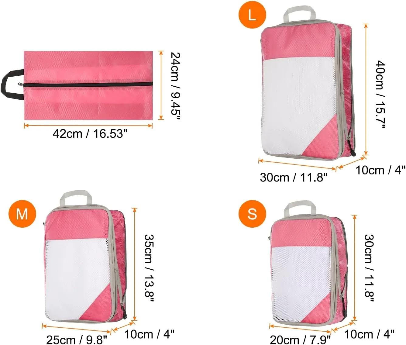 HARFINGTON 4pcs Compression Packing Cube for Suitcases Lightweight Luggage Organizers Bag Travel Essentials Compression Bags for Carry on Suitcases, Pink