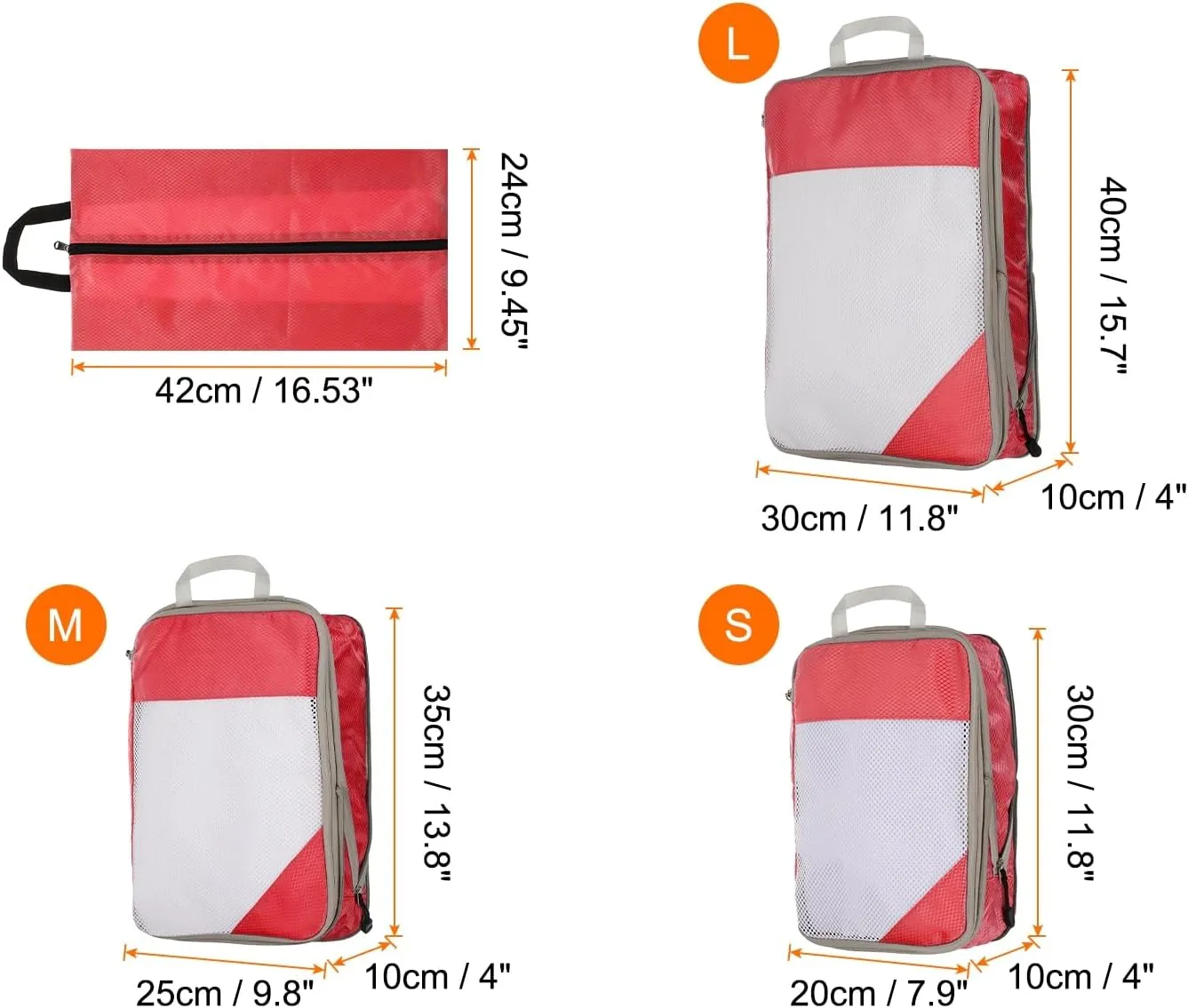 HARFINGTON 4pcs Compression Packing Cube for Suitcases Lightweight Luggage Organizers Bag Travel Essentials Compression Bags for Carry on Suitcases, Red