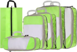 HARFINGTON 6pcs Compression Packing Cube for Suitcases Lightweight Luggage Organizers Bag Travel Essentials Compression Bags for Carry on Suitcases, Green