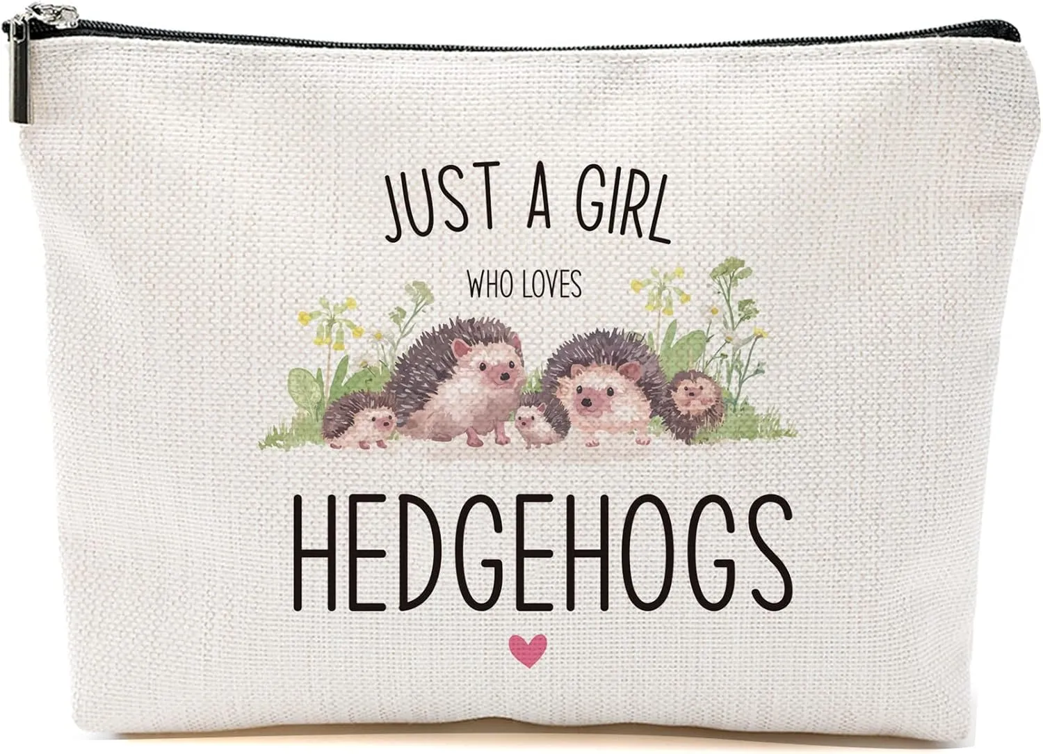 Hedgehog Makeup Bag Hedgehog Gifts for Women Girls Hedgehog Stuff Merch Animal Lover Funny Birthday Christmas Gift for Teens Daughter Sister Bestie Niece BFF Just A Girl Who Loves Hedgehogs