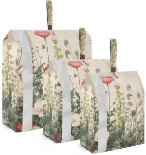 Herbal Wildflowers Packing Cubes Set of 3, Lightweight Travel Luggage Organizers Foldable Bags for Easy Packing and Organization