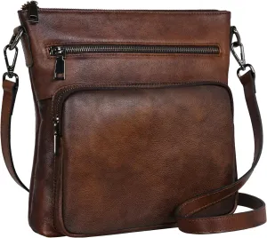HESHE Genuine Leather Shoulder Bag for Women Trendy Crossbody Purse Work Bag for Everyday