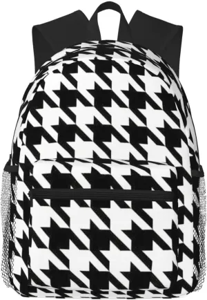 Houndstooth Black print Lightweight and comfortable backpack Casual Laptop Backpack for Travel Hiking