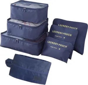 INVODA 7 piece Multi-size Packing Cubes for Travel Suitcase Organizer Bags Lightweight Travel Bags (Navy Blue)