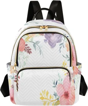 Joko Ivery Drawing Flowers Mini Backpack for Women Small Backpack Purse for Girls Quilted Daypack for Daily Travel Work Fashion Laptop Back Pack Shoulder Purses Bags for Teens College Bookbag