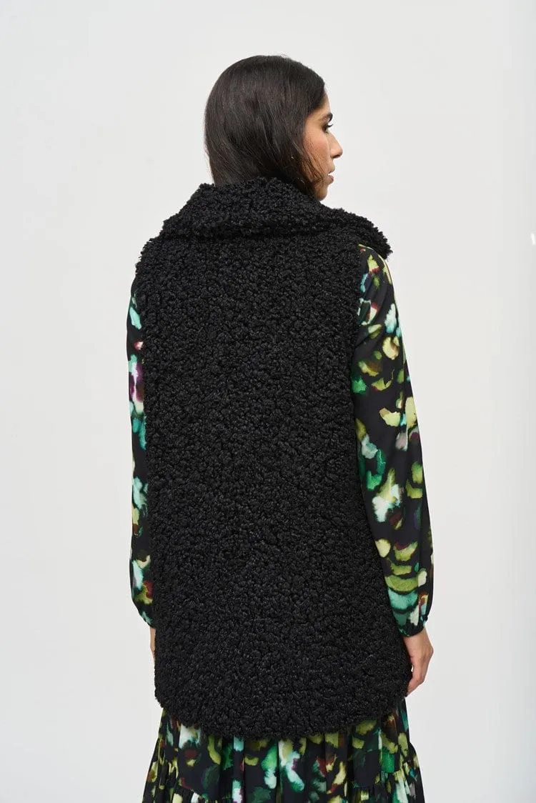 Joseph Ribkoff Faux Fur Sleeveless Black Vest - 243908