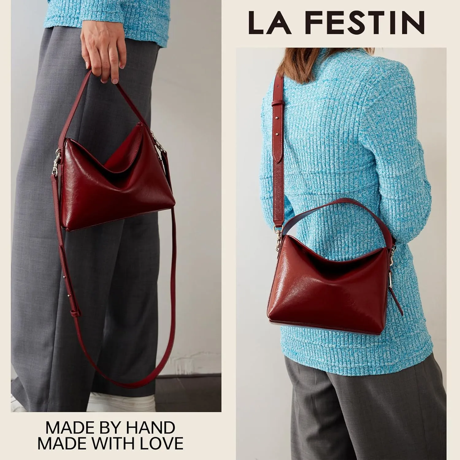LA FESTIN Small Purse Leather Handbags for Women: Shoulder Crossbody Bag - Handbag with Strap