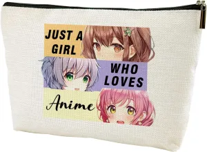 LANBAIHE Anime Fans Makeup Bag Anime Lover Gift - Just A Gl Who Loves Anime, Travel Cosmetic Bag For Women