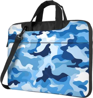 Laptop Bag Case Light Blue White Camo Computer Messenger Shoulder Bag Laptop Sleeve Briefcase