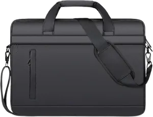 Laptop Shoulder Bag Men Briefcase Bag Business PU Leather Shoulder Messenger Bags Office Handbag 15.6 Inch Laptop Bag(Black)