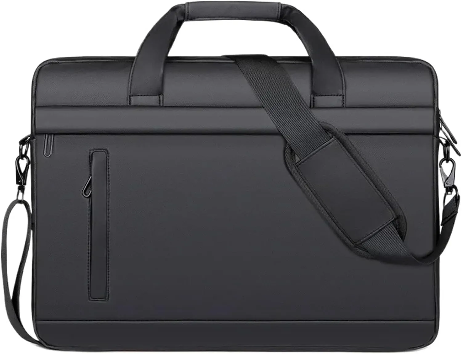 Laptop Shoulder Bag Men Briefcase Bag Business PU Leather Shoulder Messenger Bags Office Handbag 15.6 Inch Laptop Bag(Black)