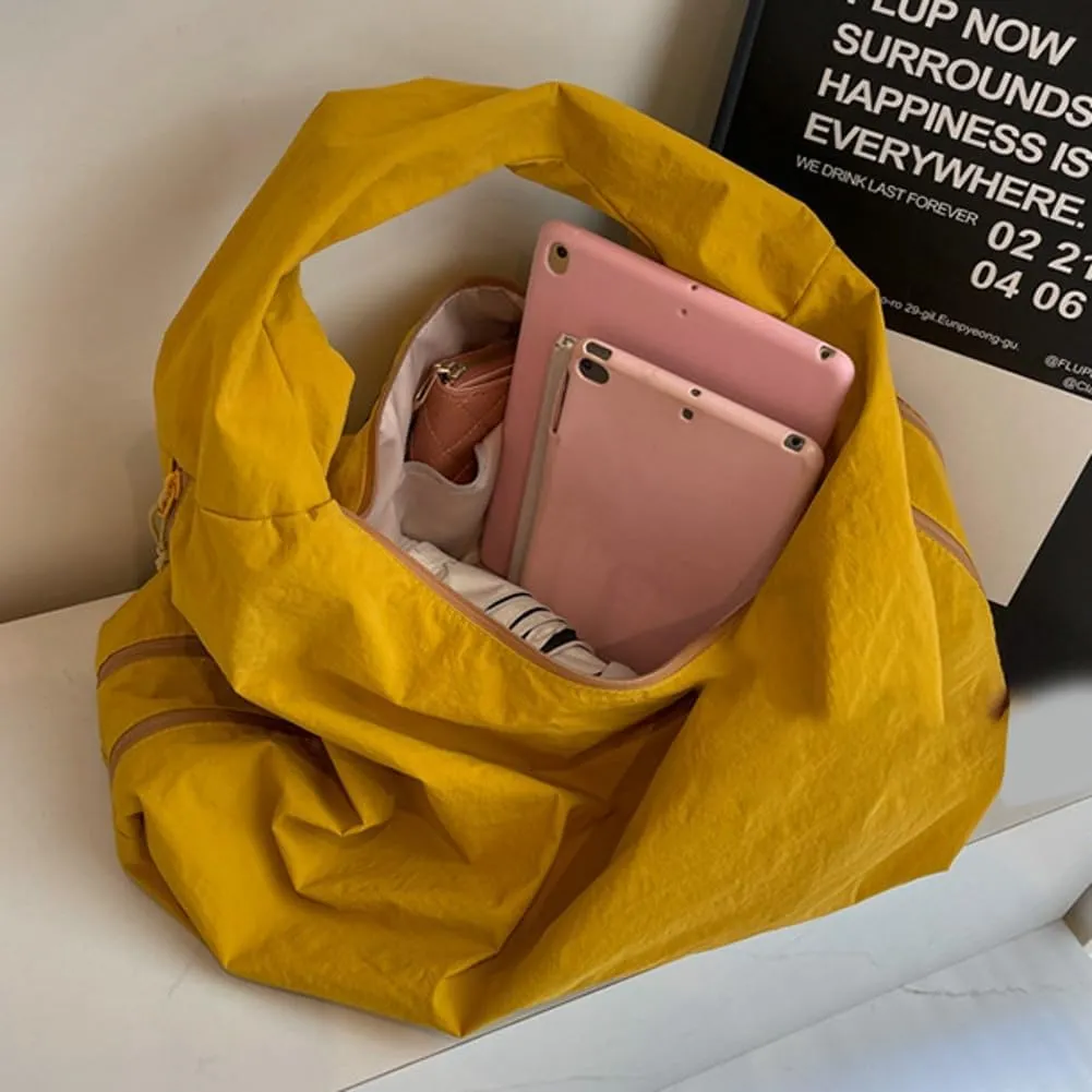 Large Hobo Bag Nylon Shoulder Purse for Women Trendy Tote Handbag Underarm Purse Versatile Slouchy Hobo Bag for Travel Sport