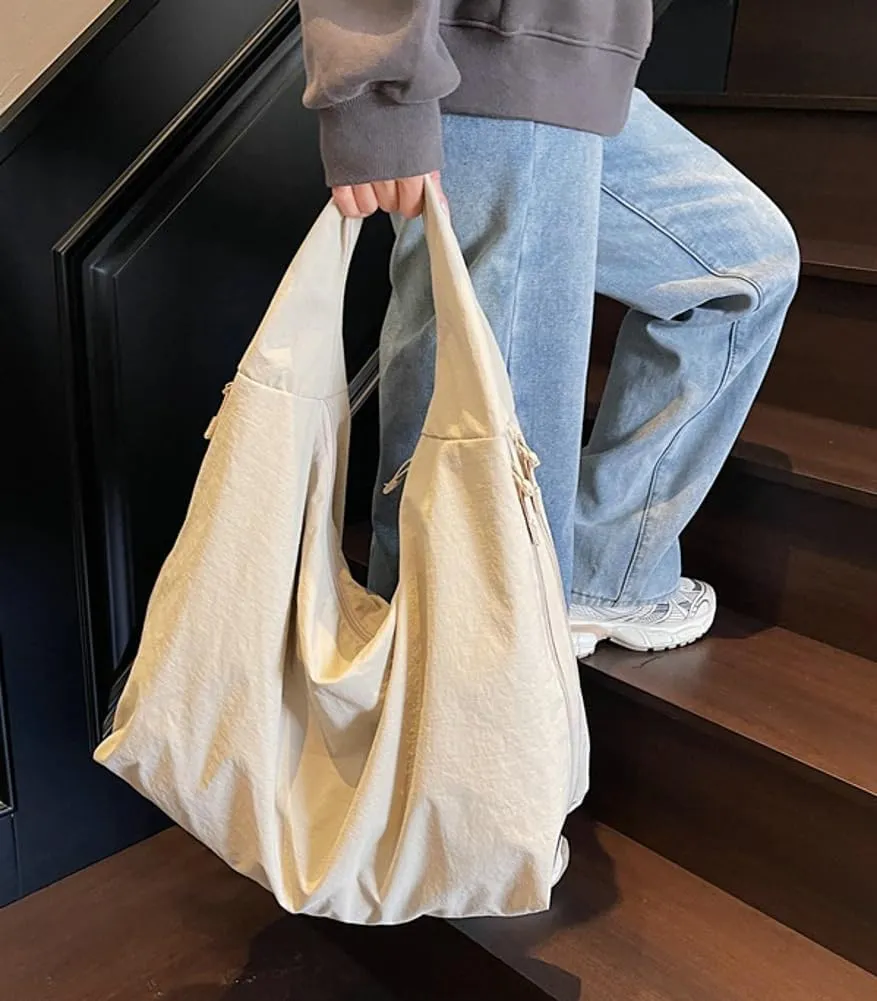 Large Hobo Bag Nylon Shoulder Purse for Women Trendy Tote Handbag Underarm Purse Versatile Slouchy Hobo Bag for Travel Sport