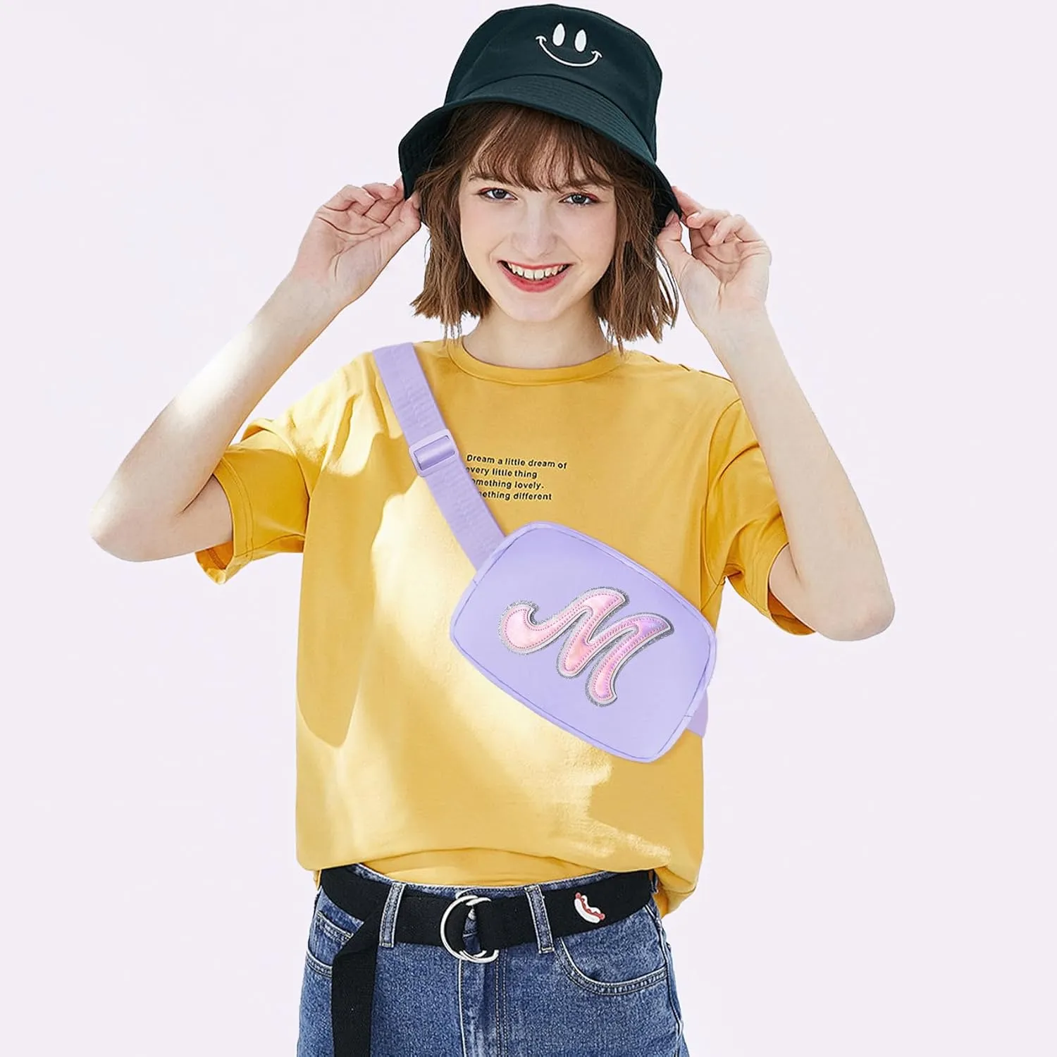 Leather Letter Belt Bag Cute Crossbody Bags Travel Fanny Waist Pack Trendy Stuff Christmas Birthday Gifts for Girls