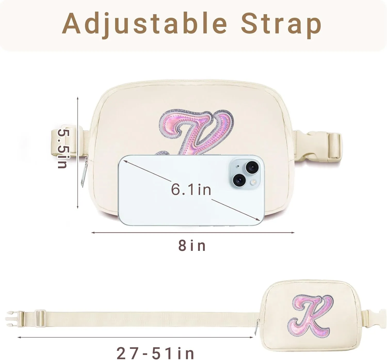 Leather Letter Belt Bag Cute Crossbody Bags Travel Fanny Waist Pack Trendy Stuff Christmas Birthday Gifts for Girls