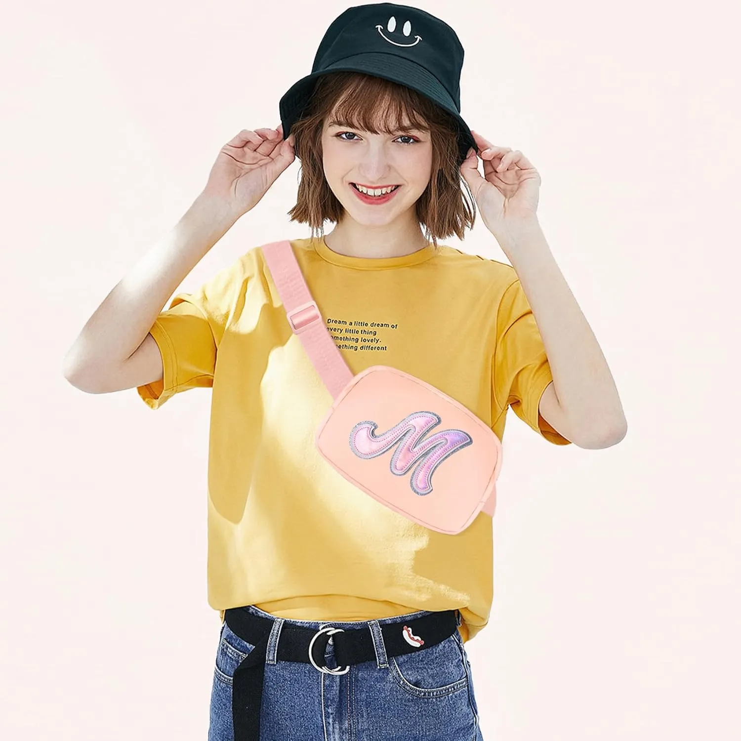 Leather Letter Belt Bag Cute Crossbody Bags Travel Fanny Waist Pack Trendy Stuff Christmas Birthday Gifts for Girls