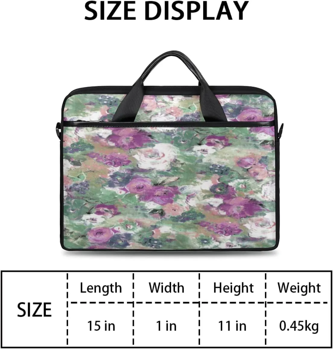 Light Blue Floral Flower Laptop Shoulder Messenger Bag Waterproof Laptop Briefcase with Handle and Padded Strap Case Sleeve